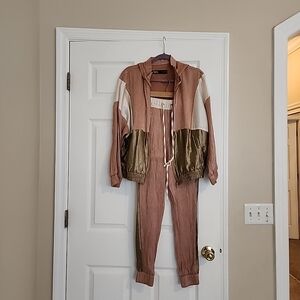 ZARA tracksuit outfit XS, Rose, beige and bronze